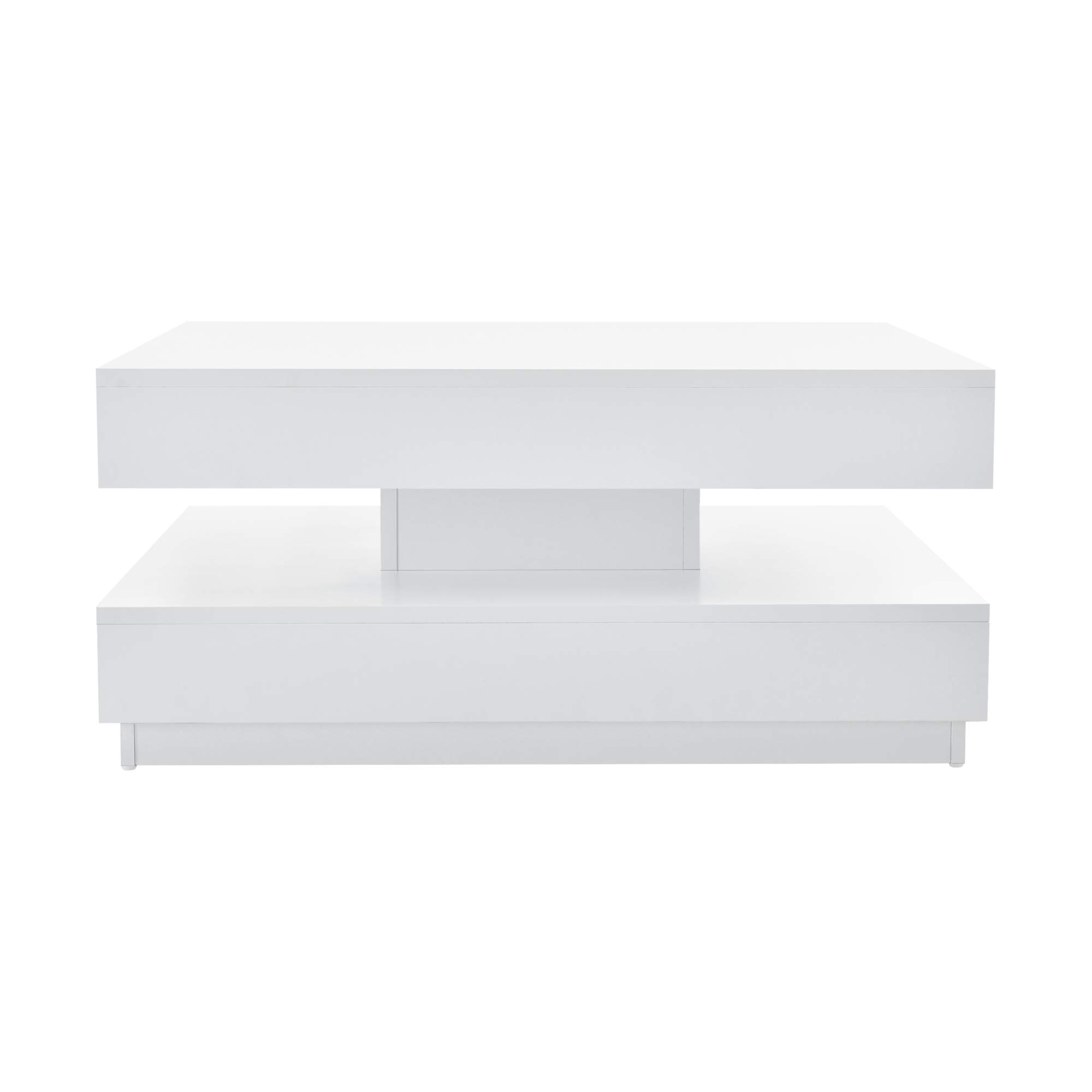 [en.casa] Tavolino da Caffè Multifunzionale con Piano Girevole Tavolino Basso da Salotto 76 x 76 x 38 cm con Ripiano per Soggiorno Sala - Bianco