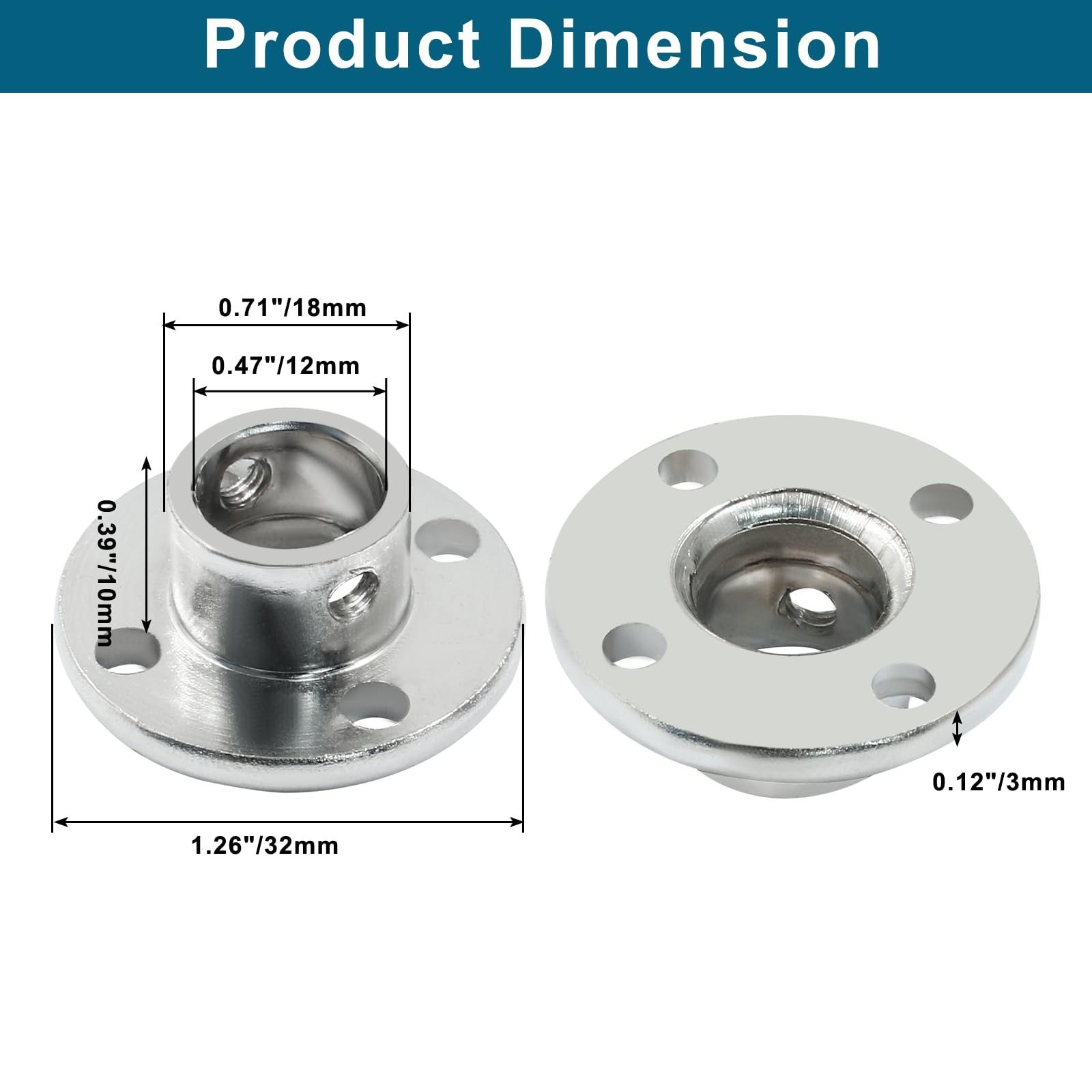 4Pcs 6.35mm Flange Coupling Connector, Rigid Guide Model