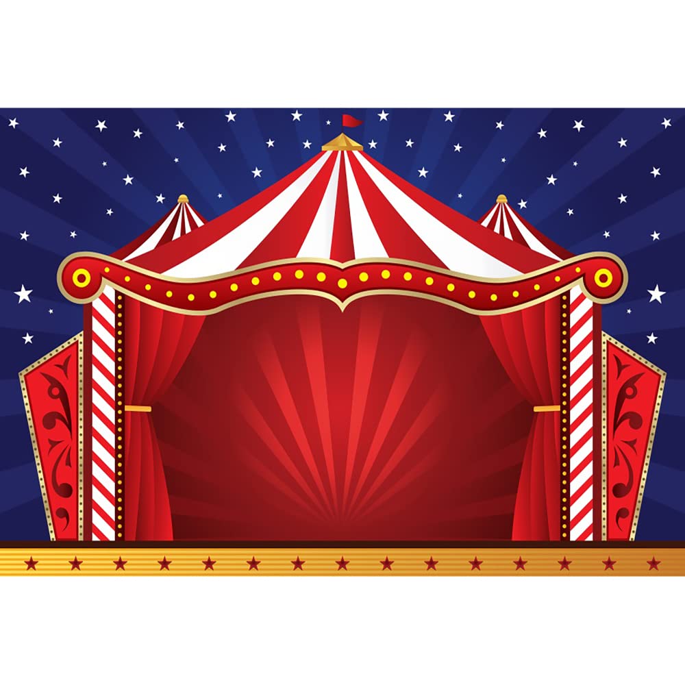 Aoihrraan 3x2m Circo Sfondo Rosso A Righe Tenda Stellato Cielo Notte Carnevale Fotografia Sfondo Neonato Bambino Doccia Compleanno Festa Decorazione Bambini Ragazzo Ragazza Ritratto Foto Prop