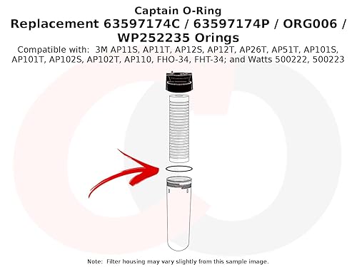 Miniatura 4 de Captain O-Ring - Repuesto 63597174C  63597174P  WP252235  AO-WH-STD-OR-2 Orings para carcasa de filtro 3M Aqua-Pure, AO Smith, Watts (paquete de 3)