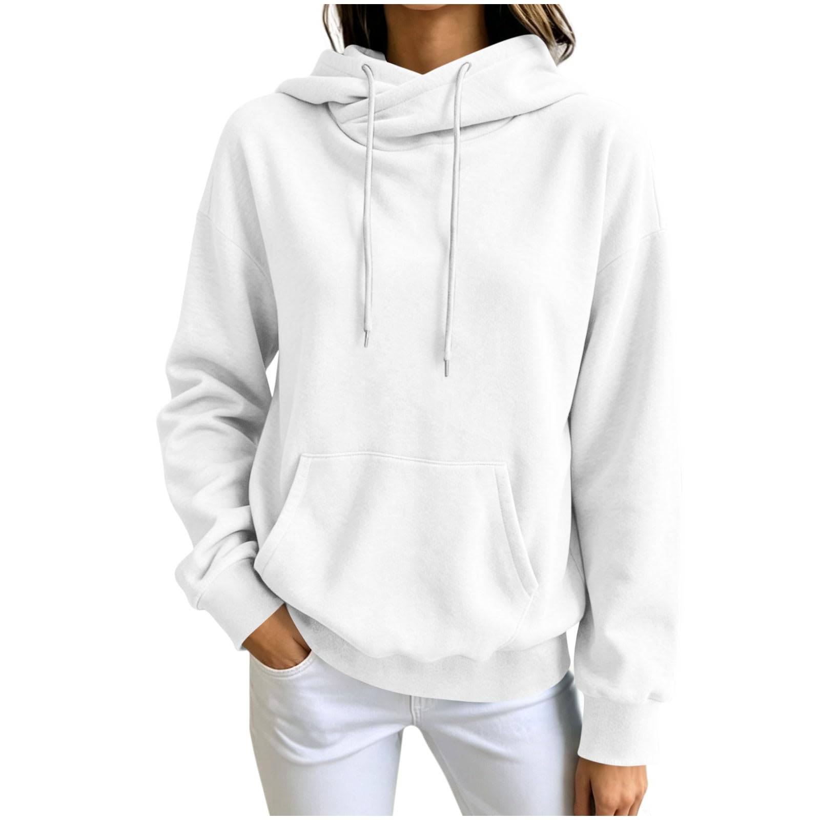 Hoodie Damen Winter Kapuzenpullover Einfarbig Sweatshirt mit Kapuze Weich Oberteile Bekleidung Streetwear Lässig Hoodies Bequeme Langarmshirt Winterpullover Mode Hoody Activewear Warm Pullover