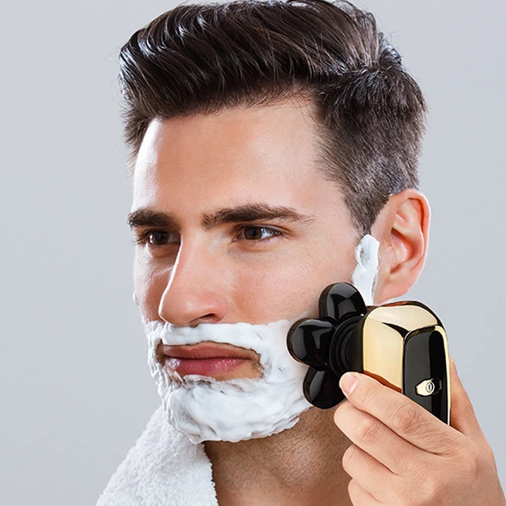 Maquinilla de afeitar eléctrica para hombre, 6 en 1, multifunción, recargable, eléctrica, IPX7, impermeable, 6D, cabezales flotantes, afeitadora de cabeza calva para hombres