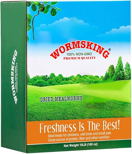 10LB Dried Mealworms, High Protein Meal Worms for Poultry, Wild Birds, Hedgehogs, Hamsters, Reptiles, Great Chicken Food, Bird Food