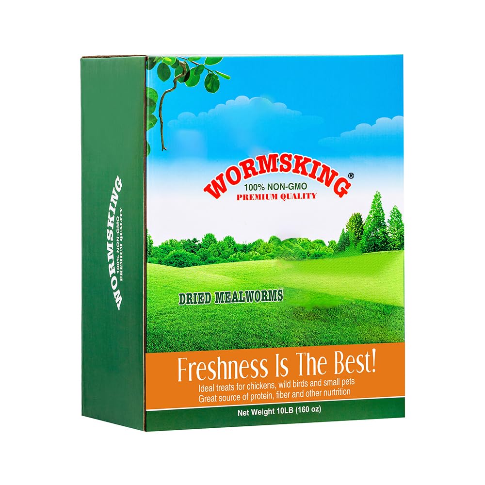 10LB Dried Mealworms, High Protein Meal Worms for Poultry, Wild Birds, Hedgehogs, Hamsters, Reptiles, Great Chicken Food, Bird Food