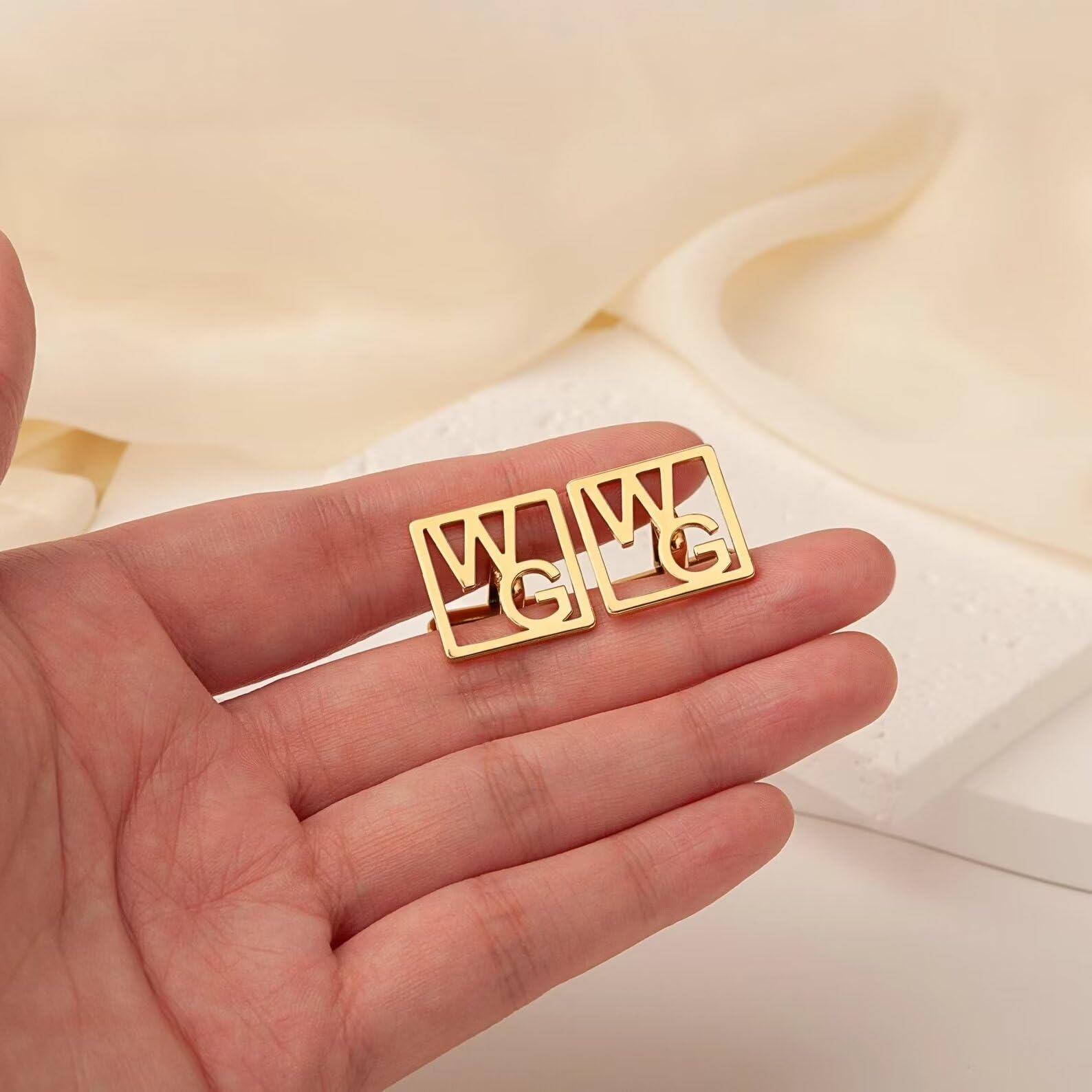 Gemelos iniciales personalizados para hombres - Gemelos con nombre - Gemelos de acero inoxidable - Gemelos personalizados para él - Regalo para papá