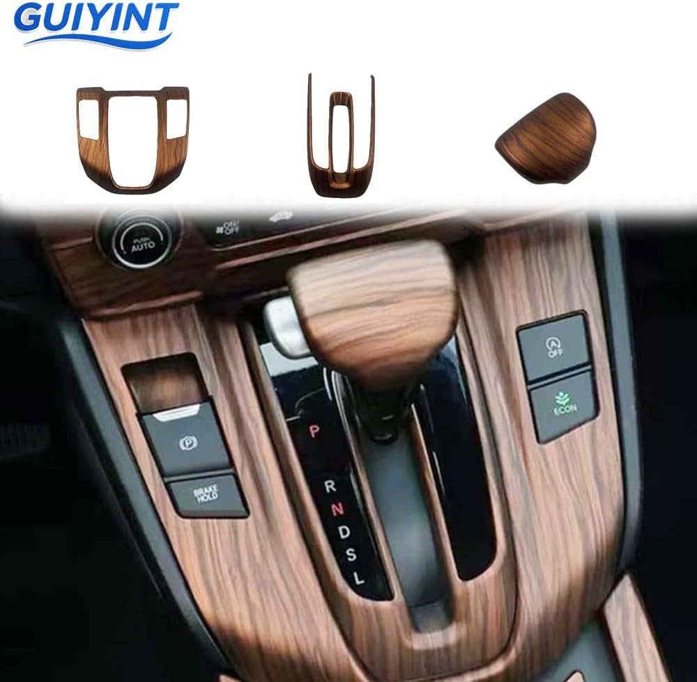 Car Gear Shift Box Panel Cover Frame Panel ABS Interior Decoration Accessories Compatible with Honda CR-V CRV 2017-2022 (Wood Grain Style)