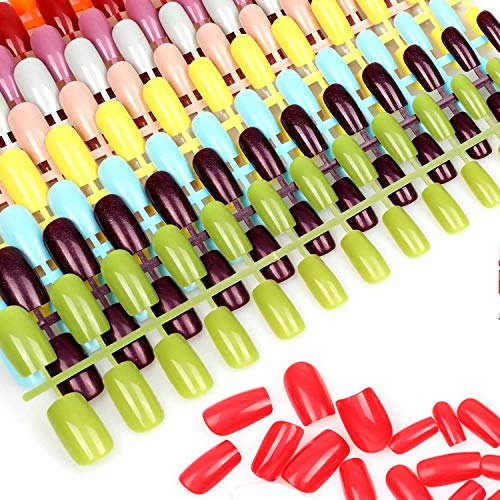 MWOOT Fake Nail Tips Set (10 Sheet), Practice Nail Art False Nail, Decoration Full Cover Nail Tips for DIY Salon Manicure Sticker Tools- Candy Colors