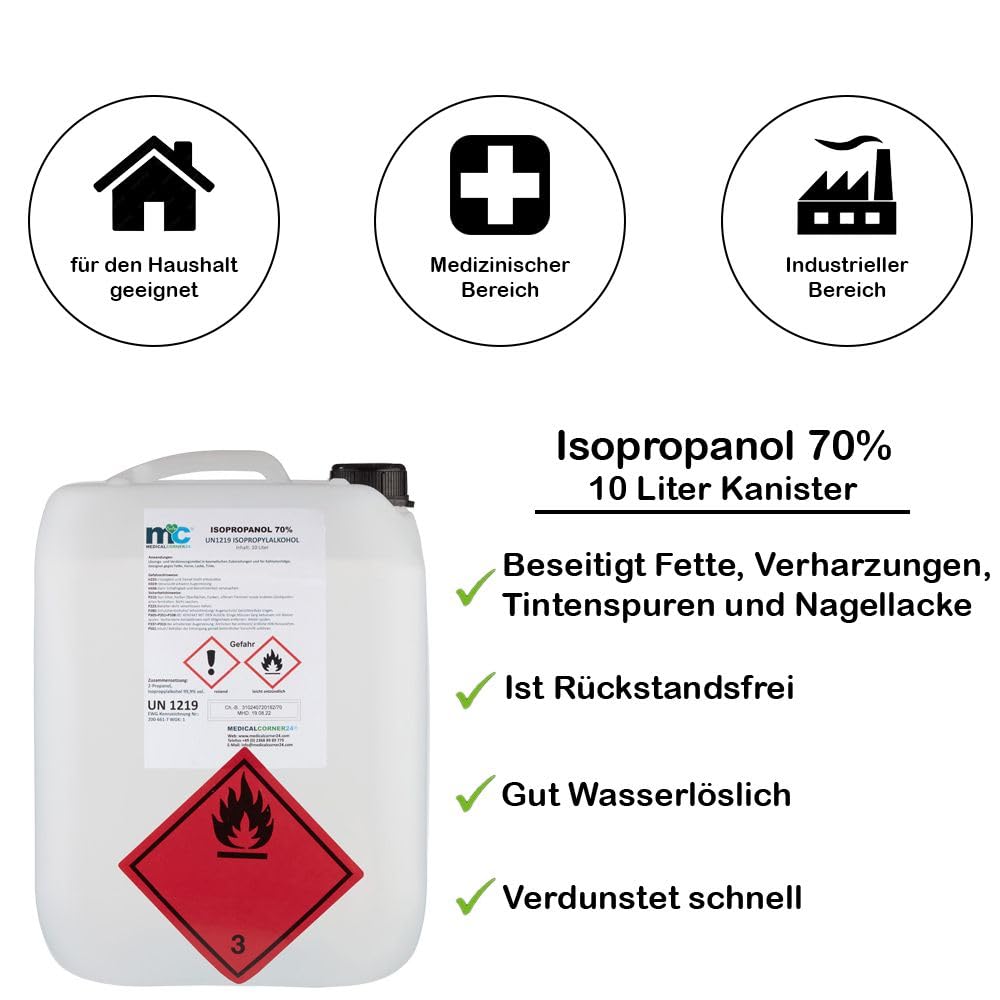 Medicalcorner24 Isopropanol 70% isopropylalkohol 2 x 10 L Bidón
