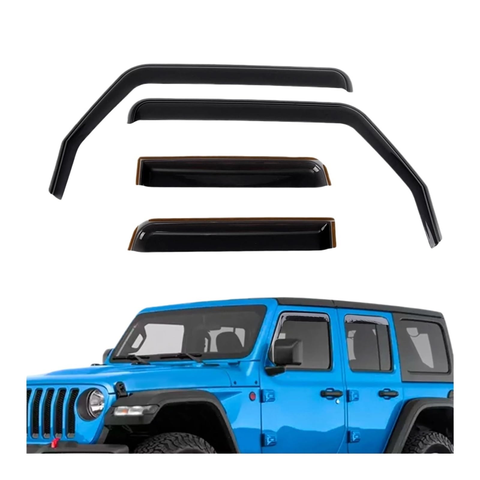 4 pezzi deflettori for finestrini laterali protezioni for la pioggia visiera parasole scudo for ripari ABS Compatibile per Jeep Wrangler JL 2018-2025