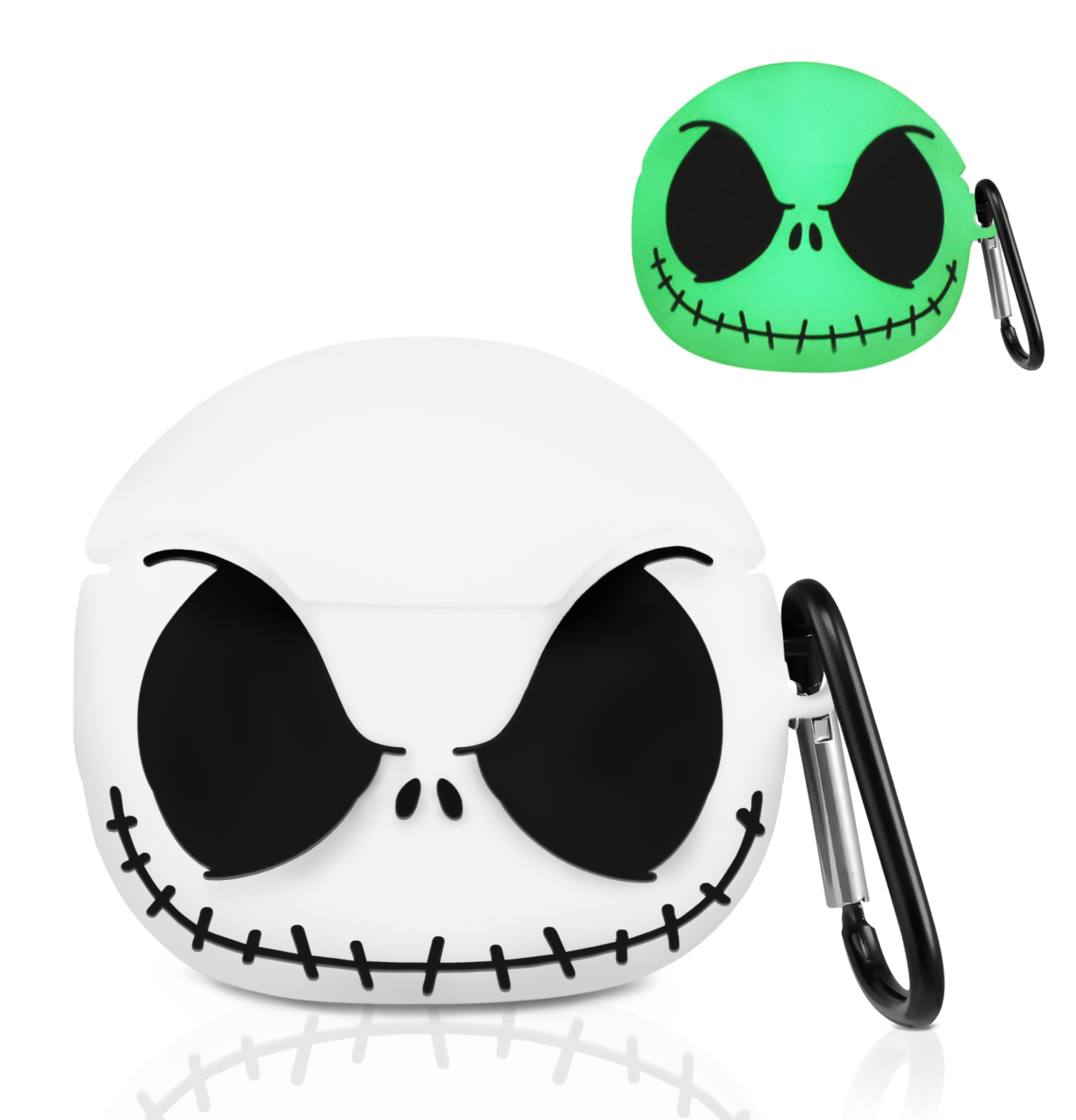 Boaretiu for Airpods 3 Case - 3D Glow in The Dark Cute Funny Smiley Skull Character Anime Scary Horror Cool Cover Design with Carabiner Keychain for