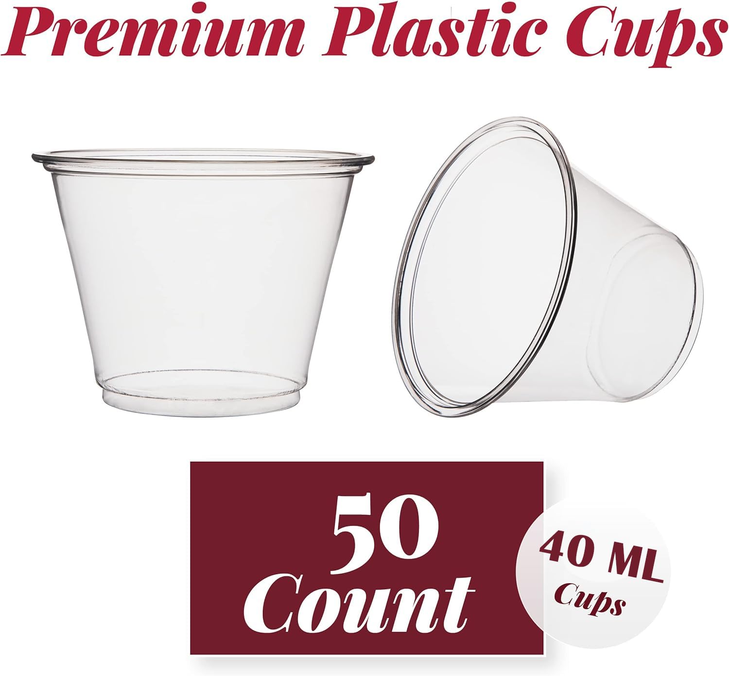 Panexf Plastic Shot Glasses 50 pcs Shot Cups Reusable Glasses 4cl/40ml Mini Shot Glasses Deseret Glass for Parties Festival Drinking Games - Image 2