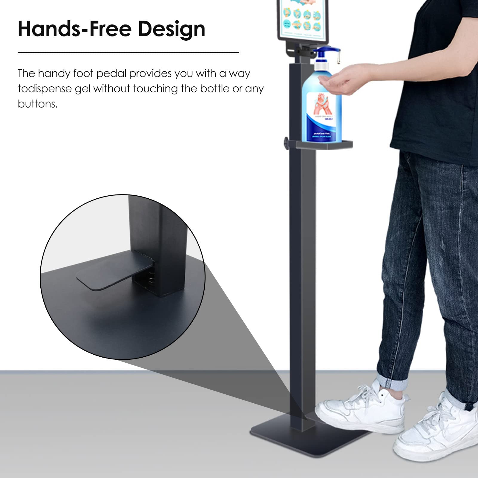 YXXSDP Dispenser Gel disinfettante Mani Senza Contatto Dispenser di Sapone E Disinfettante per Le Mani con Supporto, Commerciale in Piedi Sapone Schiumoso Titolare, per Banca Negozio Eventi