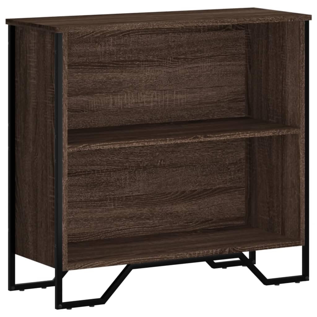 Estantería con 2 estantes de madera y estructura de acero estable para organizar libros