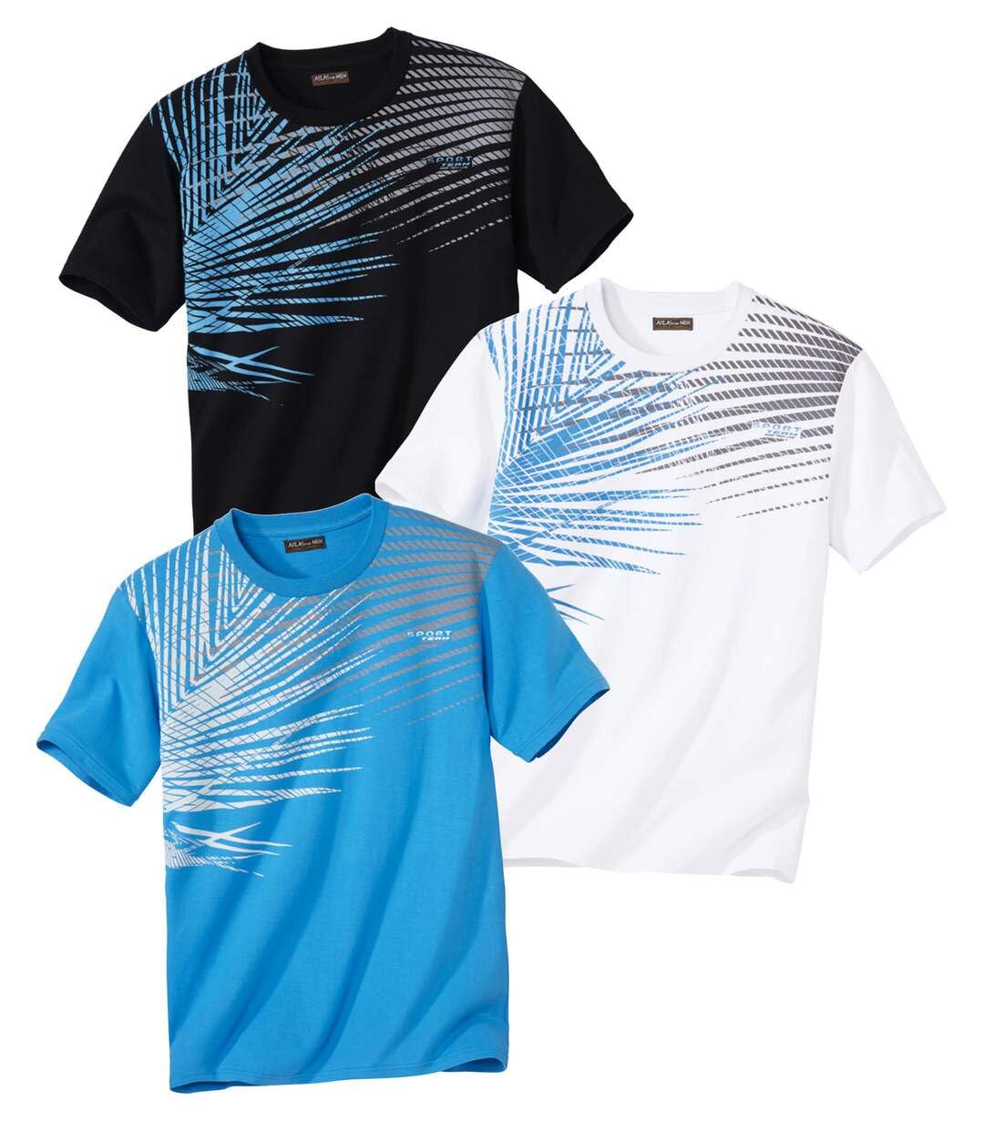 ATLAS FOR MEN Lote de 3 Camisetas para Hombre - Cuello Redondo - Manga Corta - Disponible en Tallas Grandes
