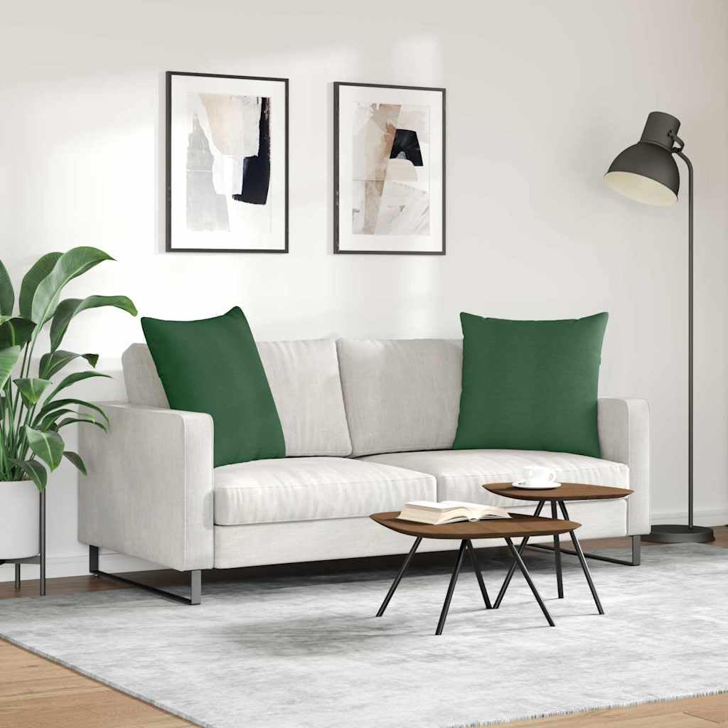 Set di 2 cuscini da divano, 80 x 80 cm, cuscini decorativi in morbido tessuto a coste, con rivestimento sfoderabile e imbottitura in poliestere, per soggiorno, verde scuro
