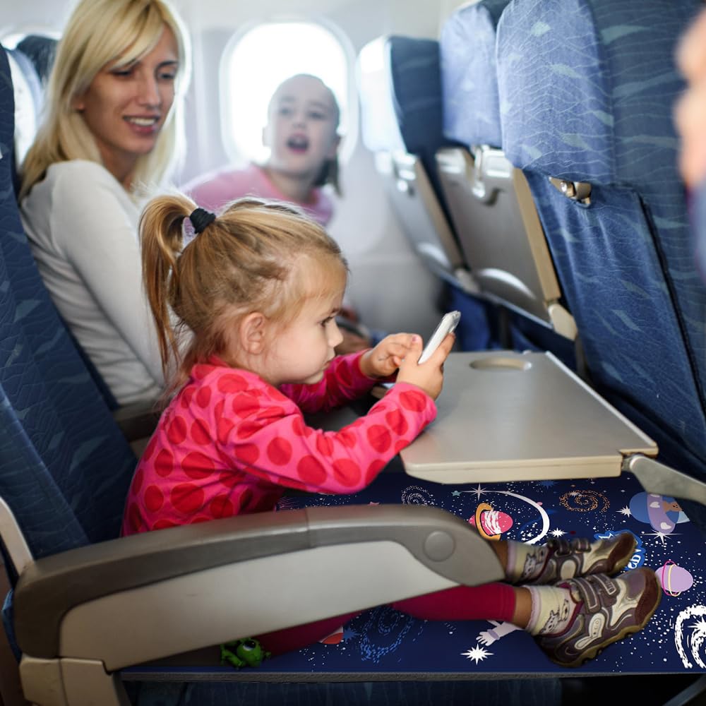 Letto a forma di aeroplano, letto per bambini, con design antiscivolo e adesivi, letto per bambini, estensore per sedile aereo, essenziale da viaggio per bambini (blu)