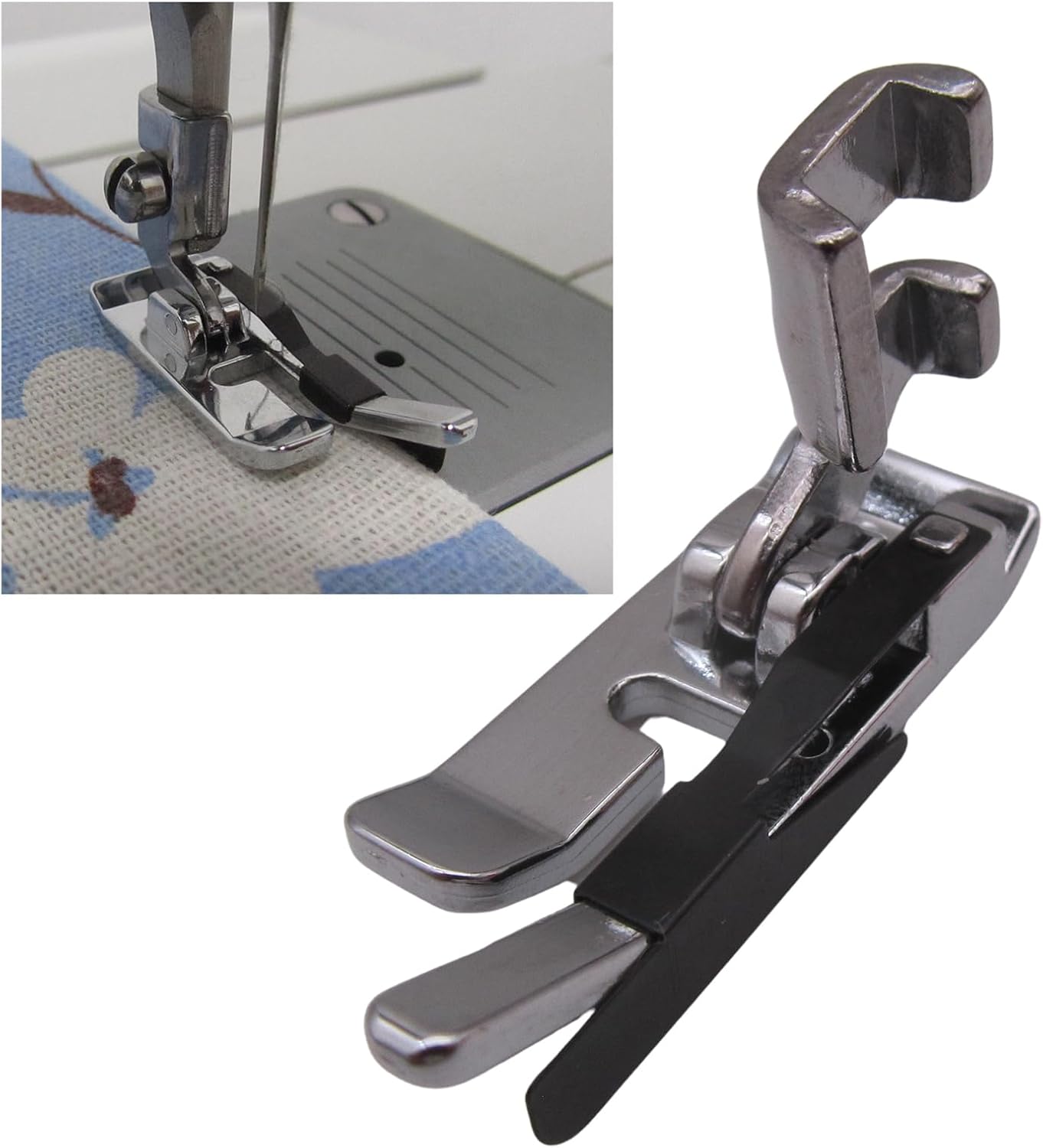 CKPSMS Brand - 1PCS 1/4" W/Guide Low Shank Presser Foot #ANF221 Compatible with/Replacement for Singer Brand 15,66,99,201,221/222 Featherweight