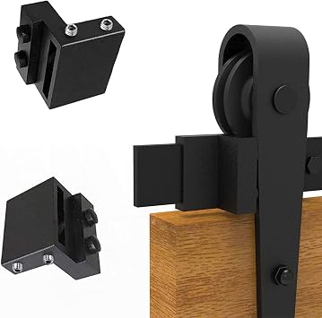 CCJH Barn Door Stopper 2PCS for Top Track Sliding Door Hardware Accessories Flat Rail Roller Stop Limit Device Black