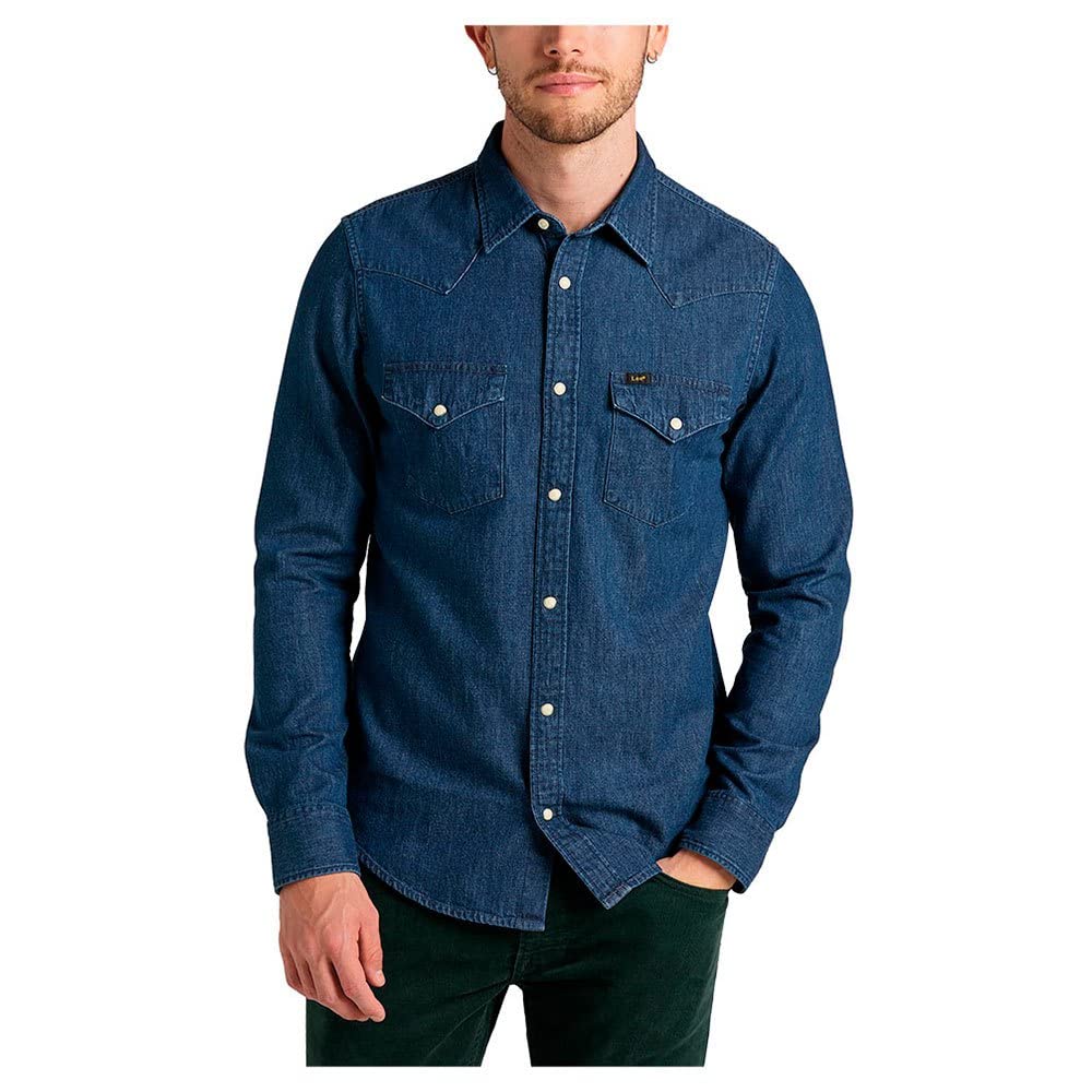 Lee Men's Regular Western Shirt, Mid Stone, M