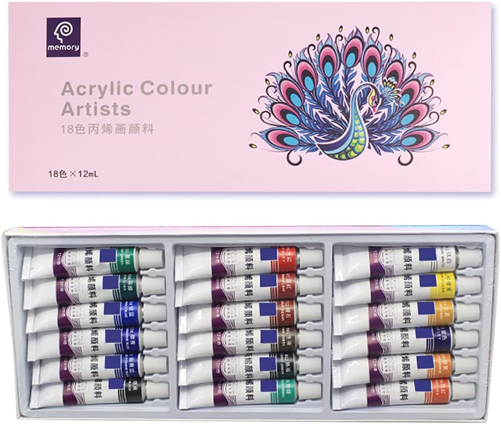 Kemelo 12 18 24色12mlチューブアクリル絵の具セット子供のためのアートペインティング描画ツール 水彩絵の具 18色 人気ブランドを