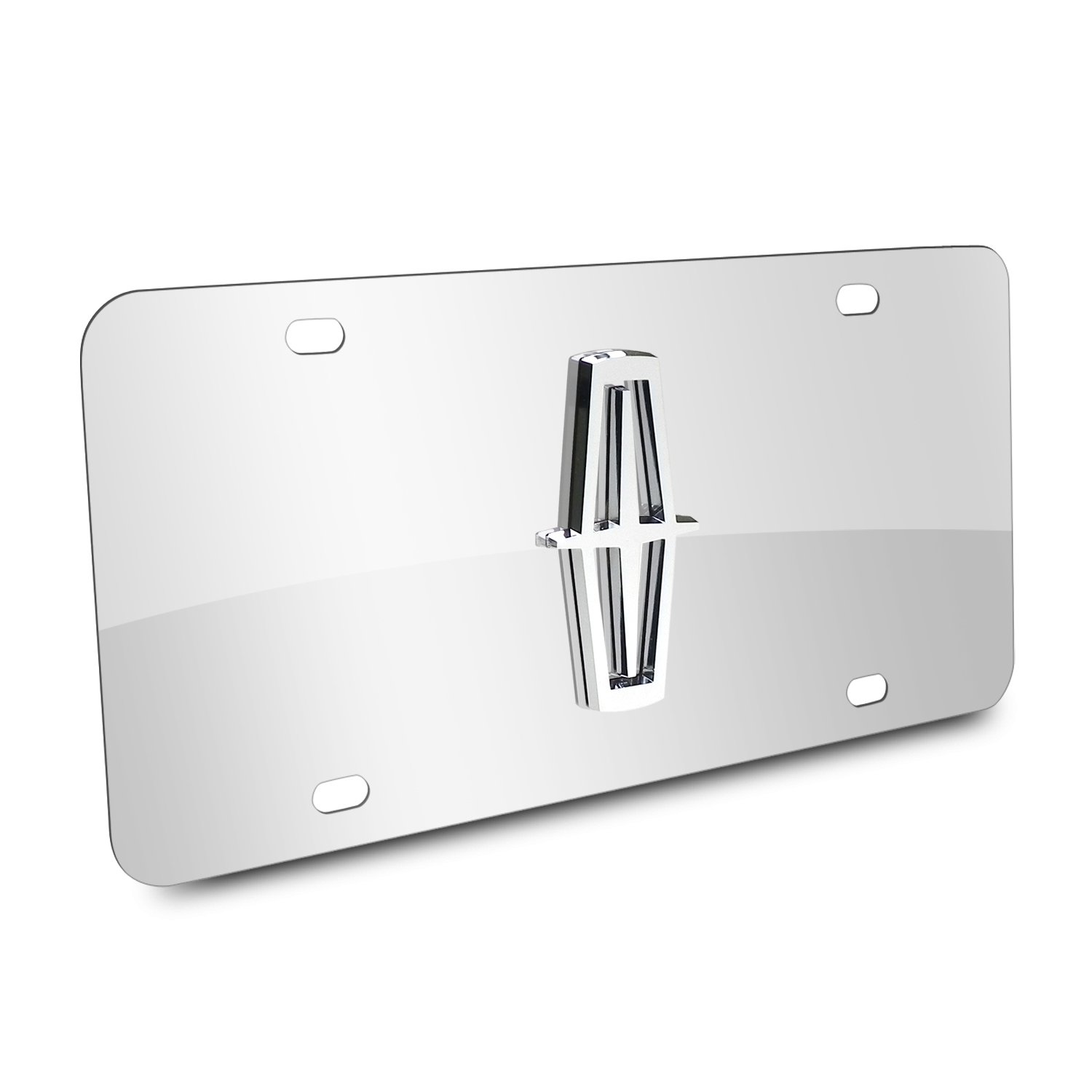 Au-Tomotive Gold, INC. Compatible With Lincoln 3D Logo Chrome Stainless Steel License Plate,Chrome,12"x6"