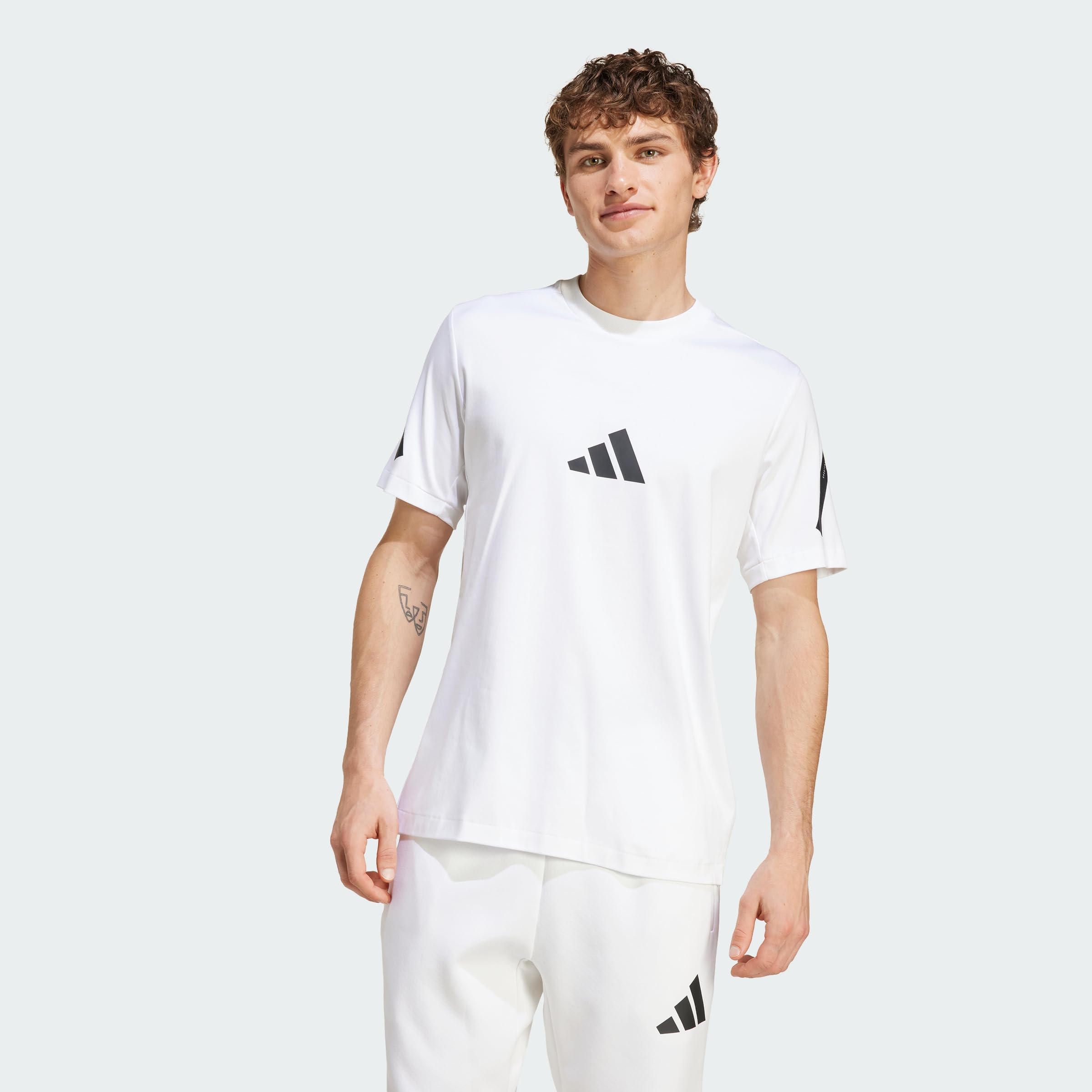 adidas Z.N.E. Tee White – Herren, Größe L, 100% Baumwolle, Lifestyle