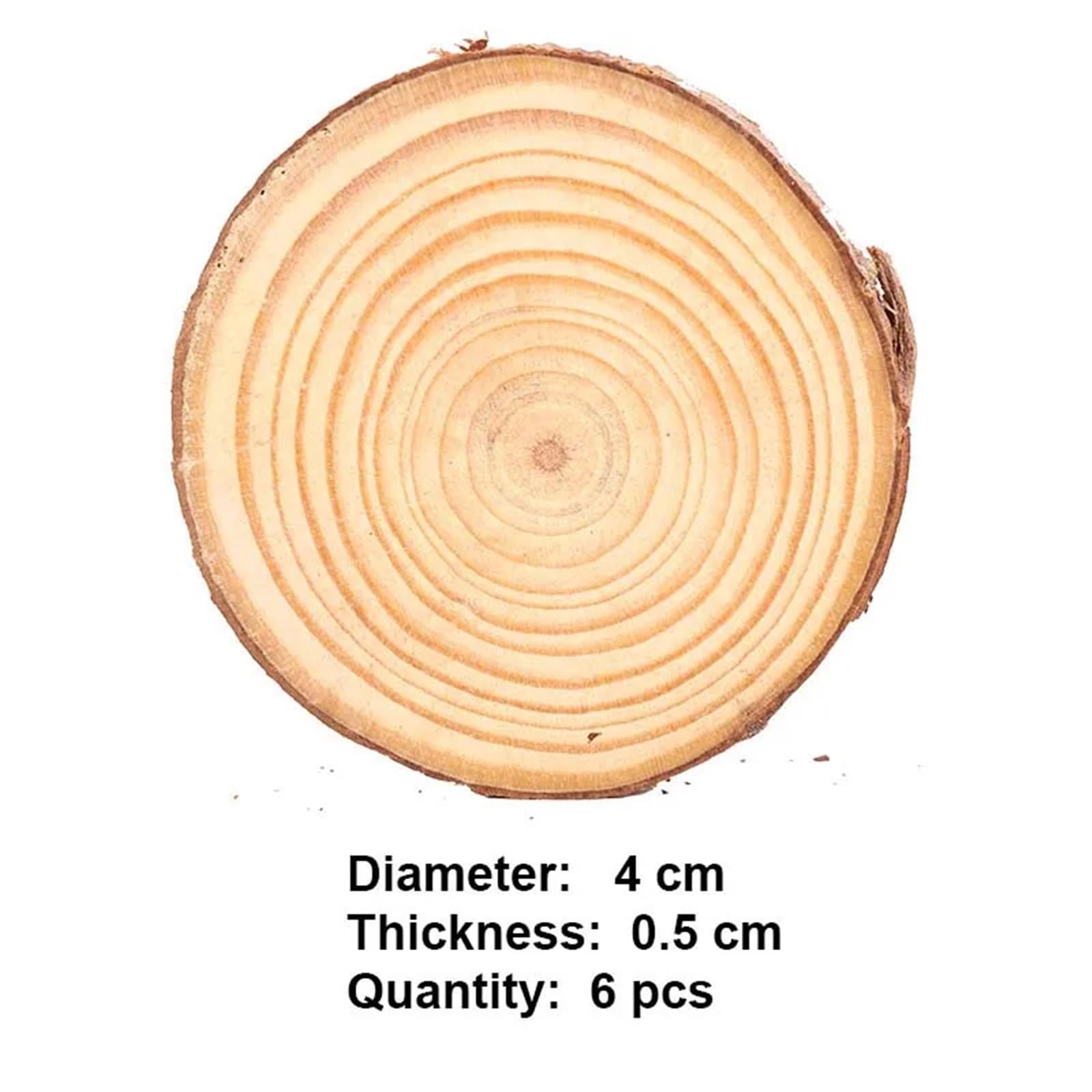plastry drewna 3~12cm Naturalne Sosnowe Okrągłe Niedokończone Plastry Drewna Koła z Korą Drzewną Kłody Rzemiosło DIY Wesele Malowanie(4cm 6pcs)