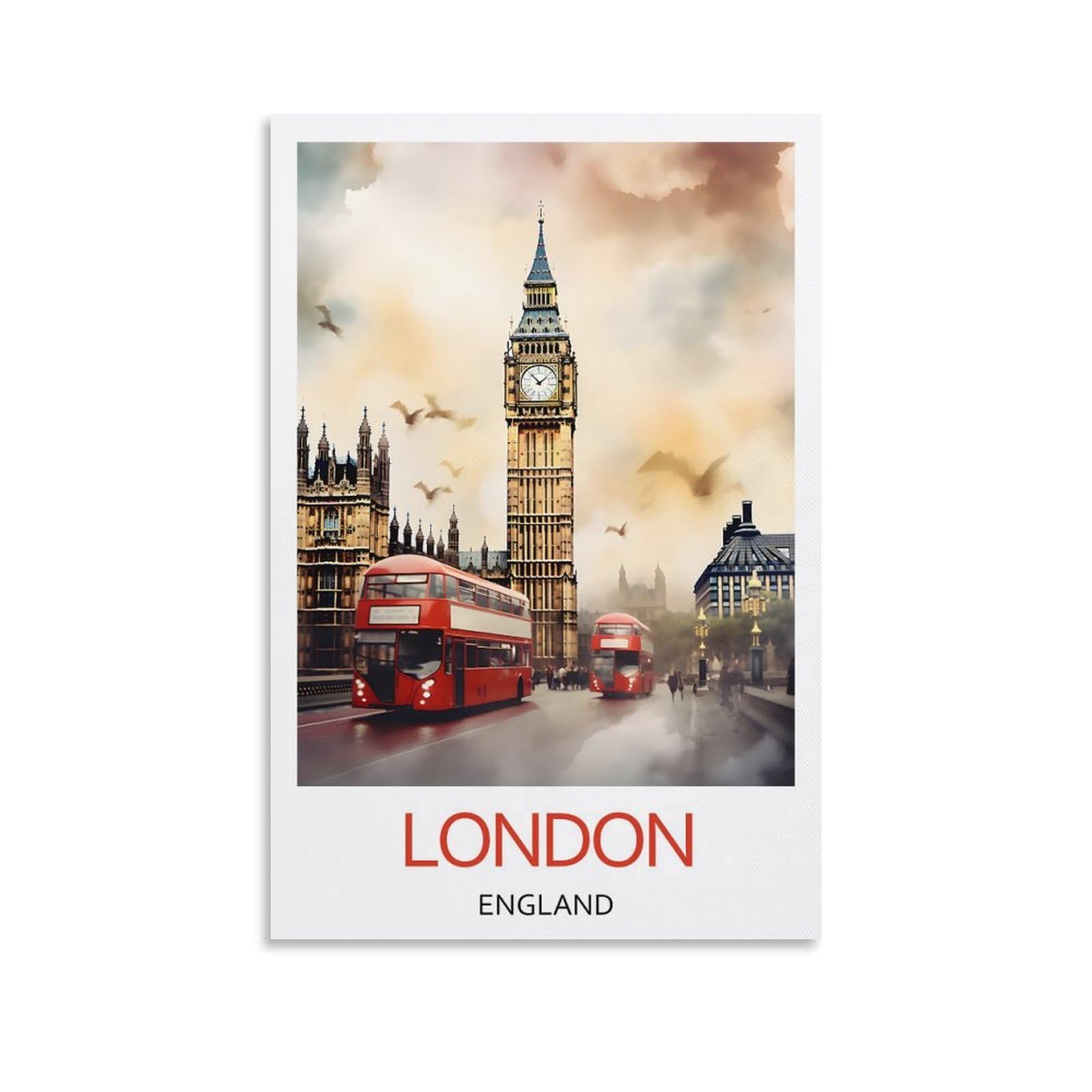 YJNENG Canvas Art Picture London England Wall Decor Art Painting Posters Modern Family Decorative Poster 08x12inch(20x30cm)