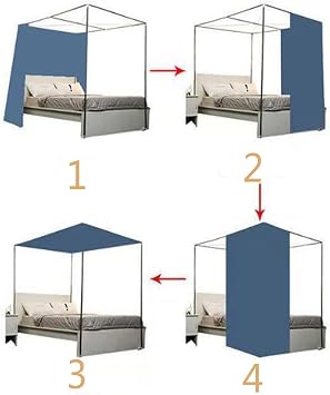 Square One Piece 4 Corner Mosquito Netting Bracket, Stainless Steel Mosquito Net Frame, Bed Stand Canopy Post with Curtain, for Bed,D,QUEEN