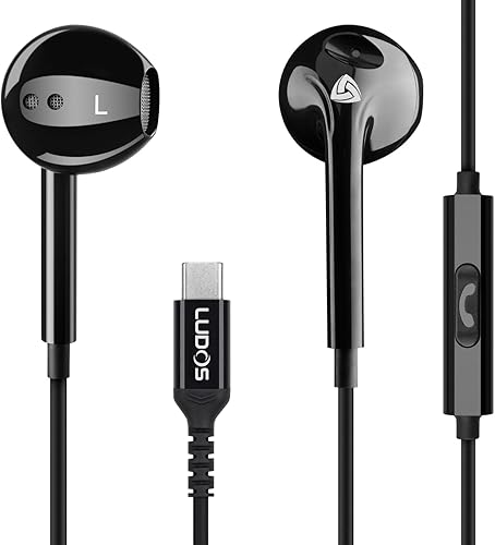 LUDOS Zenith - Auriculares USB C para iPhone 17 16 15 Pro Max Plus Air iPad Pro Air, 2 años de garantía, auriculares USB-C para Galaxy S24 S23 Ultra