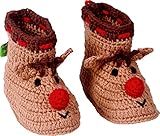 zapatitos bebe ganchillo tutorial Atractivo bebé de ganchillo. Zapatitos de Reno a Ganchillo de Bebe para Navidad Serie Baby Glück Color Marron