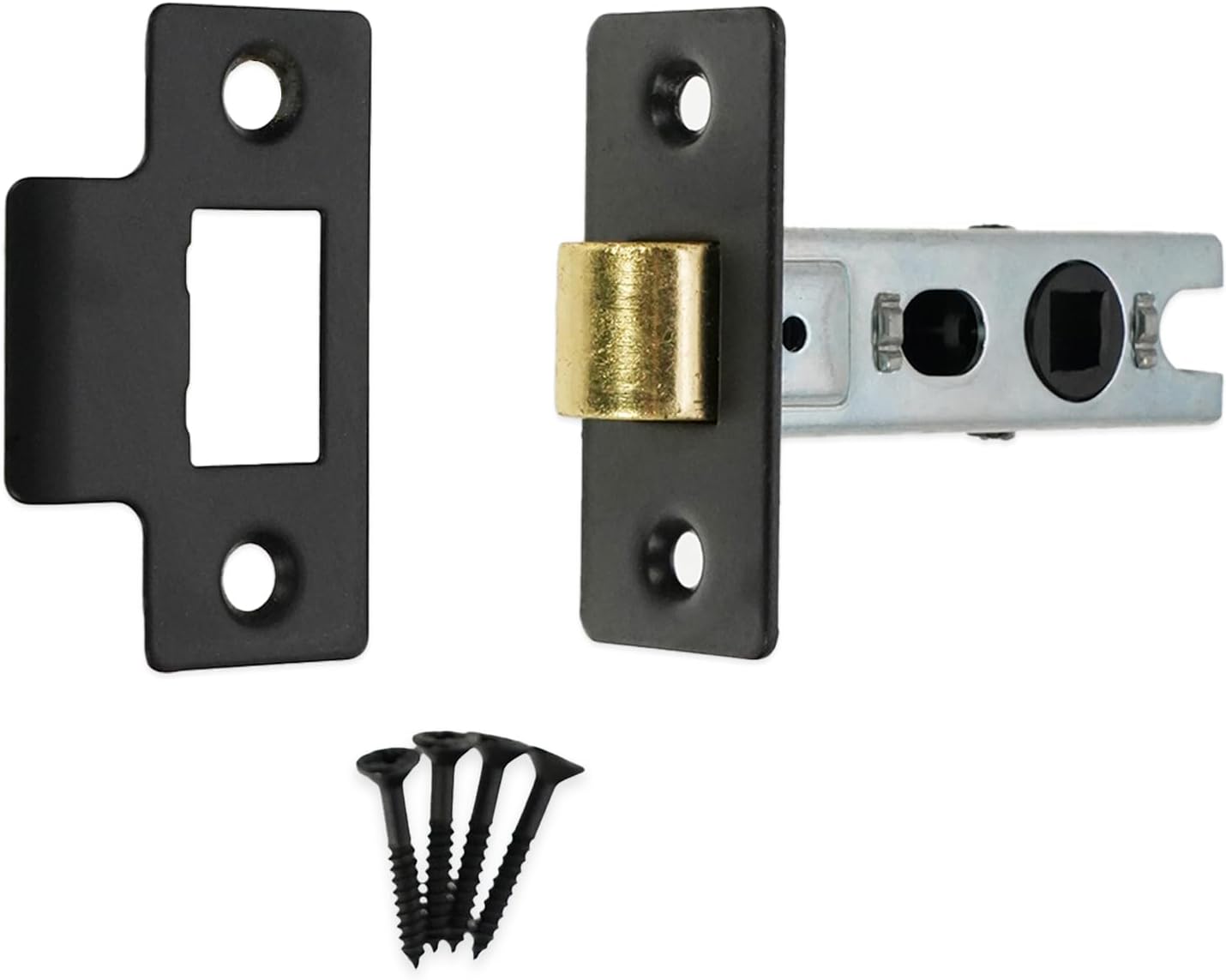 Set of 10 Matt Black 2.5” (63mm) Tubular Mortice Door Latch - Internal External Wooden Door Latch Catch for Kitchen, Bedroom and Bathroom