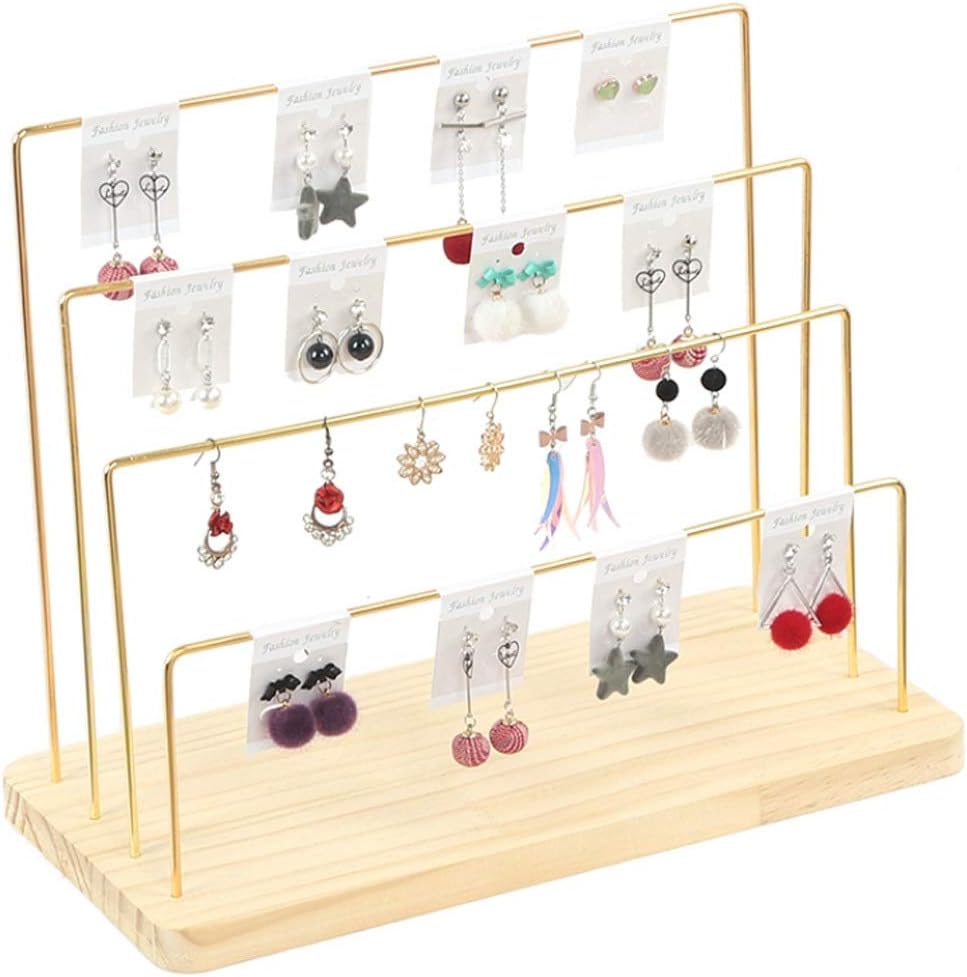 Solid Wood Wrought Iron Earring Holder Household Earring Storage Card Paper Hanging Ear Clip Jewelry Holder (Color : A)