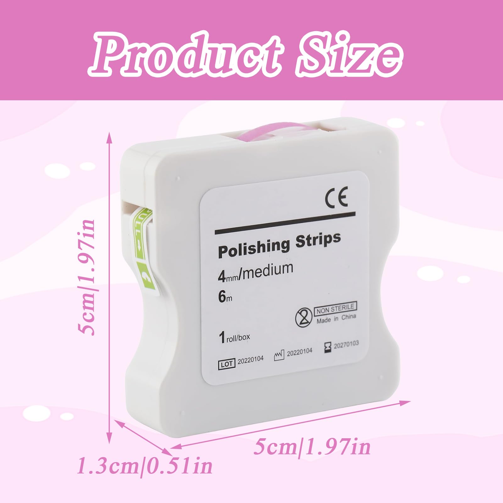 Papel de lija dental 4 mm ancho 6 m/rollo pulidora interdental herramientas de lijado rosa