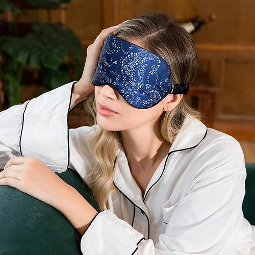 O'Bester Máscara para dormir 100% de seda de morera pura 22 Momme, relleno de 100% seda de morera, correa ajustable de seda que envuelve la seda,