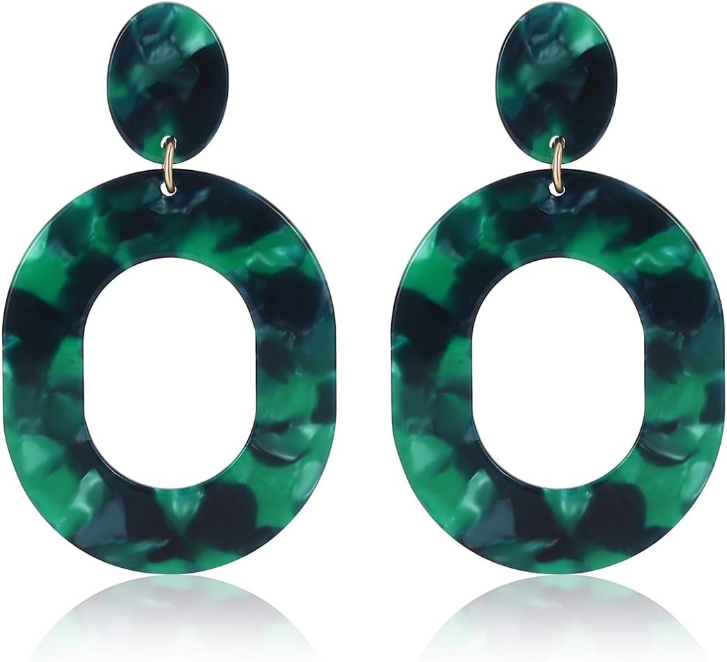 Acrylic Earrings For Women Statement Geometric Earrings Resin Acetate Drop Dangle Earrings Mottled Hoop Earrings Fashion Jewelry