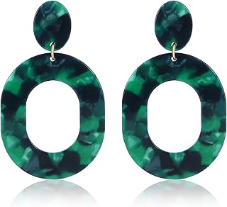 Acrylic Earrings For Women Statement Geometric Earrings Resin Acetate Drop Dangle Earrings Mottled Hoop Earrings Fashion Jewelry