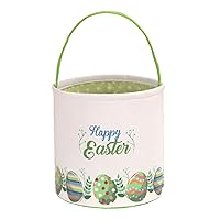 Vista 1 de LessMo - Canasta de conejito de Pascua, bolsa de regalo de lona y algodón, verde, bonita, personalizable, para búsqueda de huevos y regalos