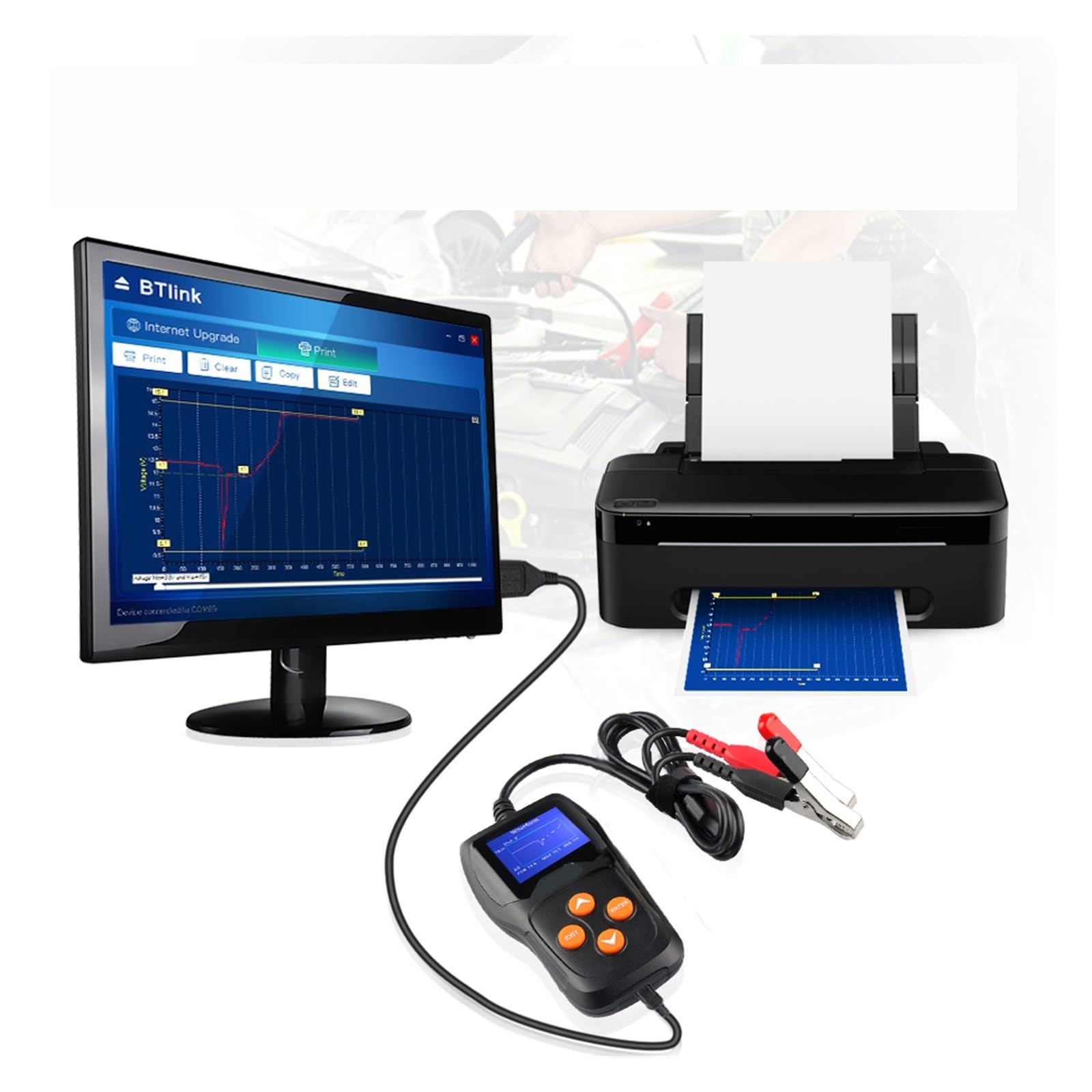 Tester Akumulatora Samochodowego 12V Analizator 100 Do 2000CCA Test Baterii Zdrowie/usterki Cyfrowy Kolorowy Ekran Automatyczna Diagnostyka Szybkie Dokładne Wykrywanie