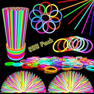 200PCS Glow Sticks, DELEE Glowsticks Party Packs, Party Bag Fillers with Bracelet Connectors, Premium Glow Neon Necklaces for Kids Dark Party Supplies,Wedding,Festival,Halloween Decoration