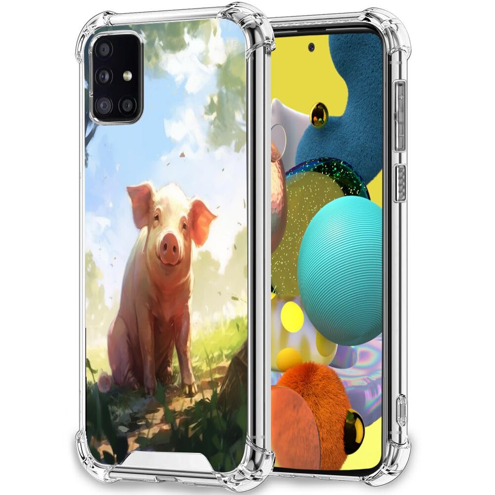 Elgzigok Transparent Case for Samsung Galaxy A51 Pig-aa45 Phone Cover Clear Silicone Protective Case for Samsung Galaxy A51 Shock-Proof Four Corners Reinforced
