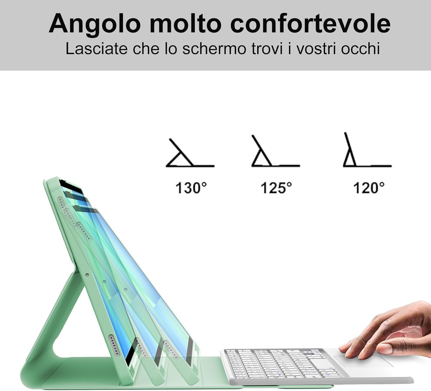 Occtingkind Custodia Tastiera con Trackpad per Samsung Galaxy Tab S10 FE/S9 FE/S9 10,9"/11"– Cover Tastiera Bluetooth Italiano USB-C per S10 FE 2025/S9 FE/S9 2023, Senza Retroilluminazione, Verde