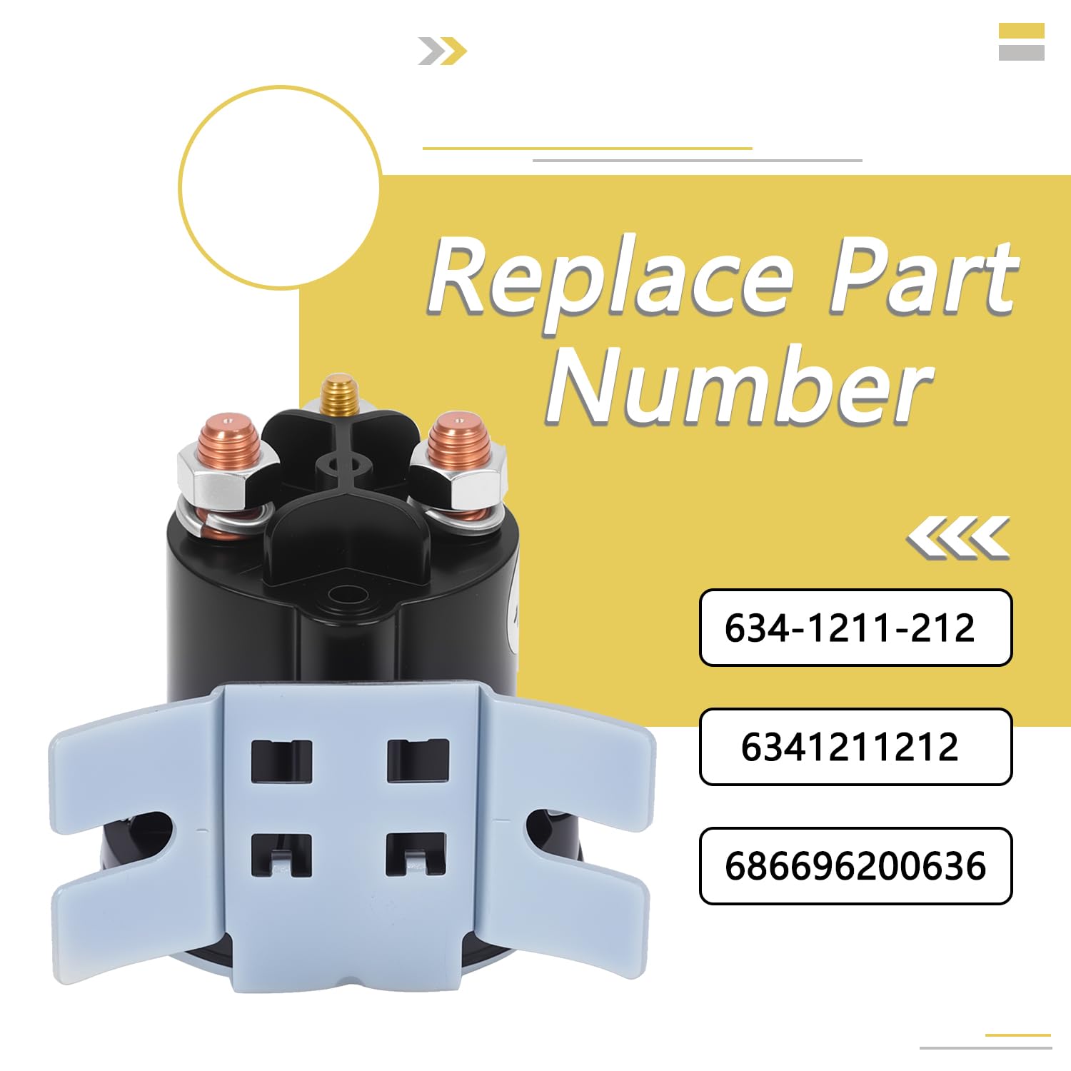Starter Solenoid Relay, Compatible with Hydraulic, RV, Grid Heater & Lawn and Garden Applications 3 Terminals Current 150A Max 800A Solenoid Replace 634-1261-212