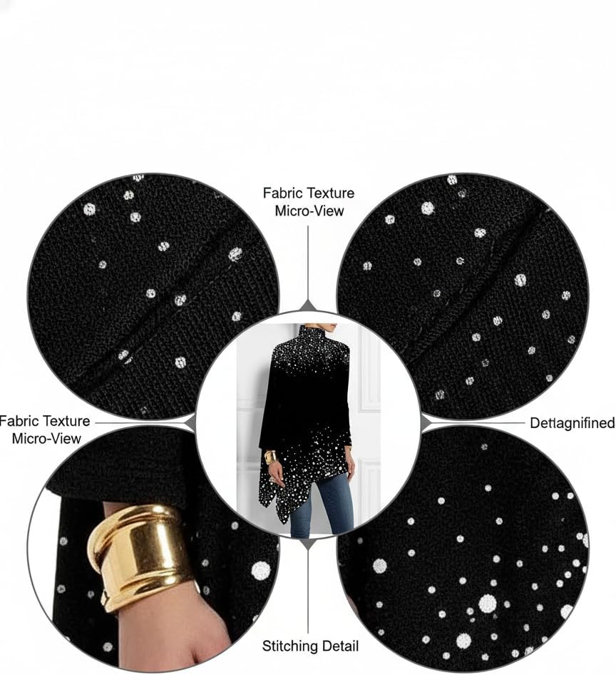 Women's Asymmetrical Turtleneck Tunic Top, Boho Long Sleeve Casual Spring Shirt with Artistic Print Loose Fit - Image 4