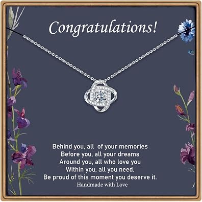 Graduation Gifts - 14K White Gold Plated Love Knot Graduation Necklaces for Women Class of 2026 College Gifts for Women