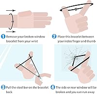 Vista 5 de BESULEN Pulsera Rompecristales de Coche, 2 PCS Correa de Muñeca con Cuenta de Carburo de Tungsteno, Pulseras de Escape Rápido de Vehículo