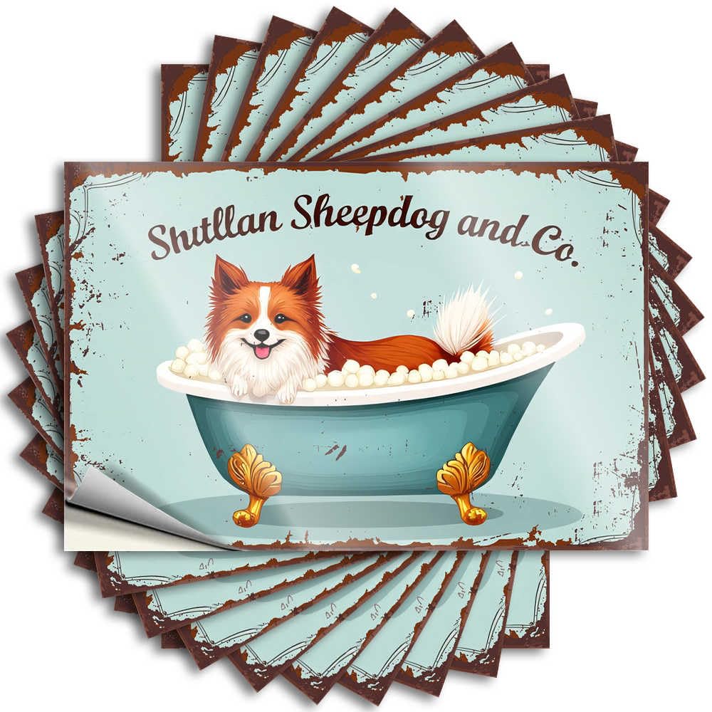 Fzfn Colour Quote Window Scratch Resistant Decals, Metal Matte Print For Phone Case Motorcross | Gifts Uv Proof Pack Shetland Sheepdog Relaxing In A Bubble Bath(12X18cm)