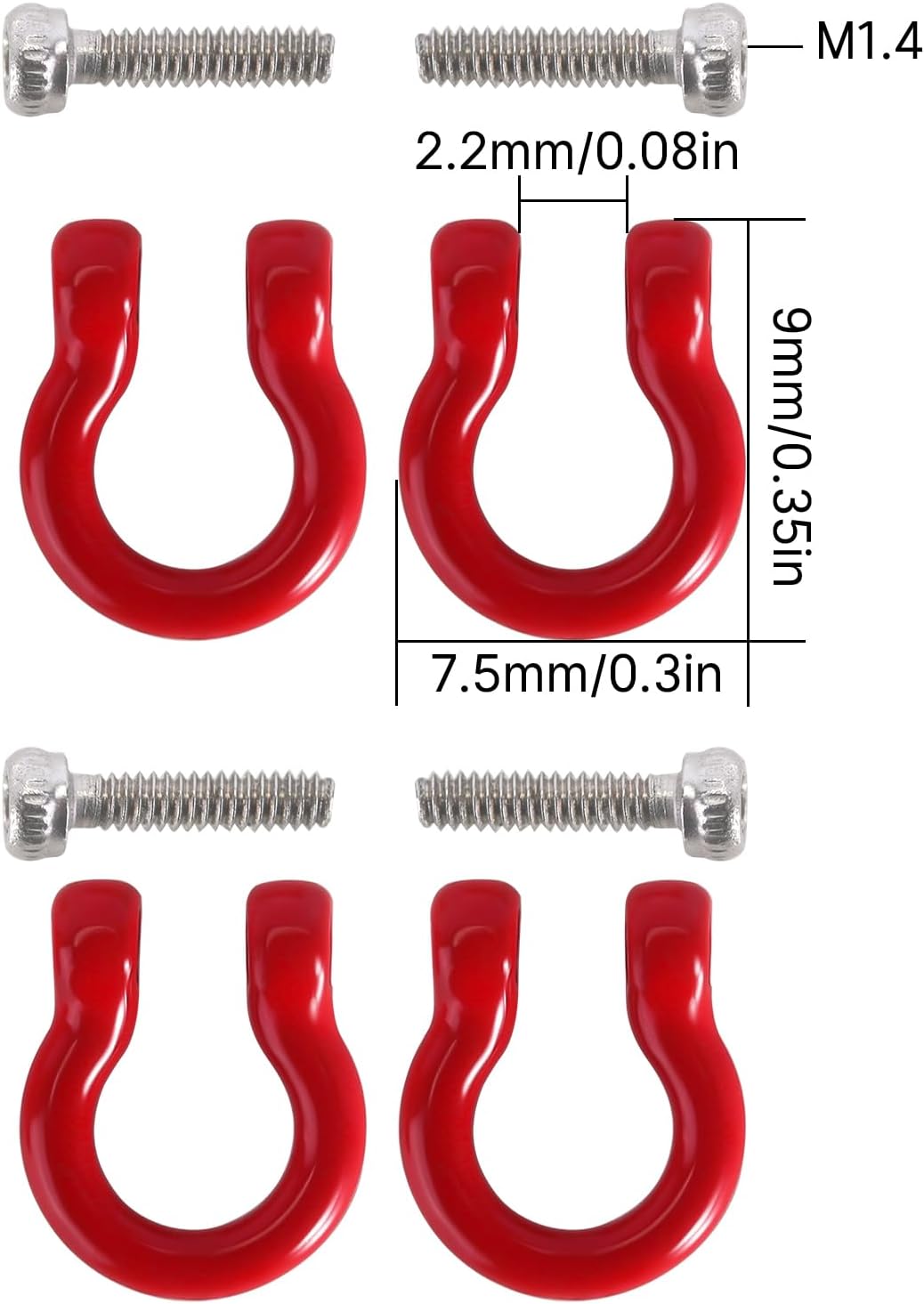 INJORA D Rings Tow Hooks with M1.4 Screws for FCX18 LC80 TRX4M Defender