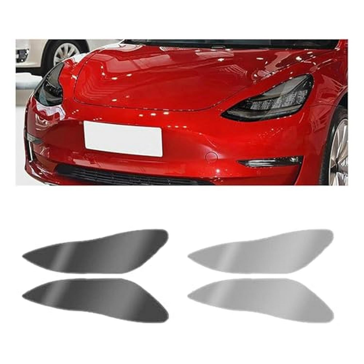 Folia na reflektory samochodowe do Tesla do modelu 3 2016-2019, folia ochronna na reflektory, przezroczysta, czarna naklejka TPU (czarny/czarny)