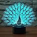 Produktbild Neuheit Pfau Form 3D Led Nachtlicht 7 Farbwechsel Tier Pfau Tischlampe Wohnkultur Geschenke Schlaf Leuchte